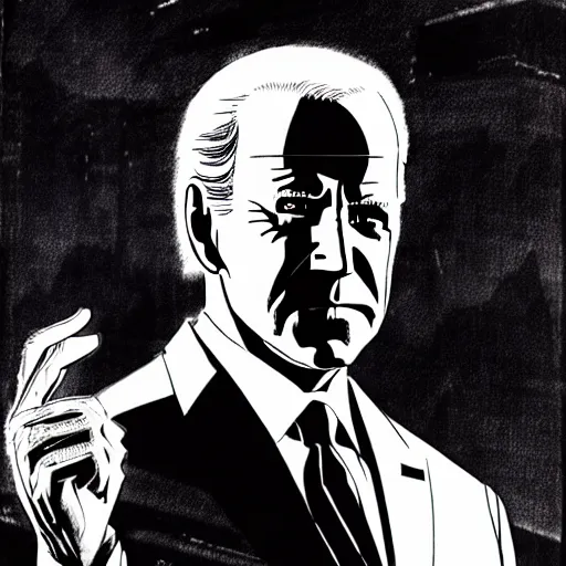 Image similar to Joe Biden looking sinister, by Tsutomu Nihei, highly detailed