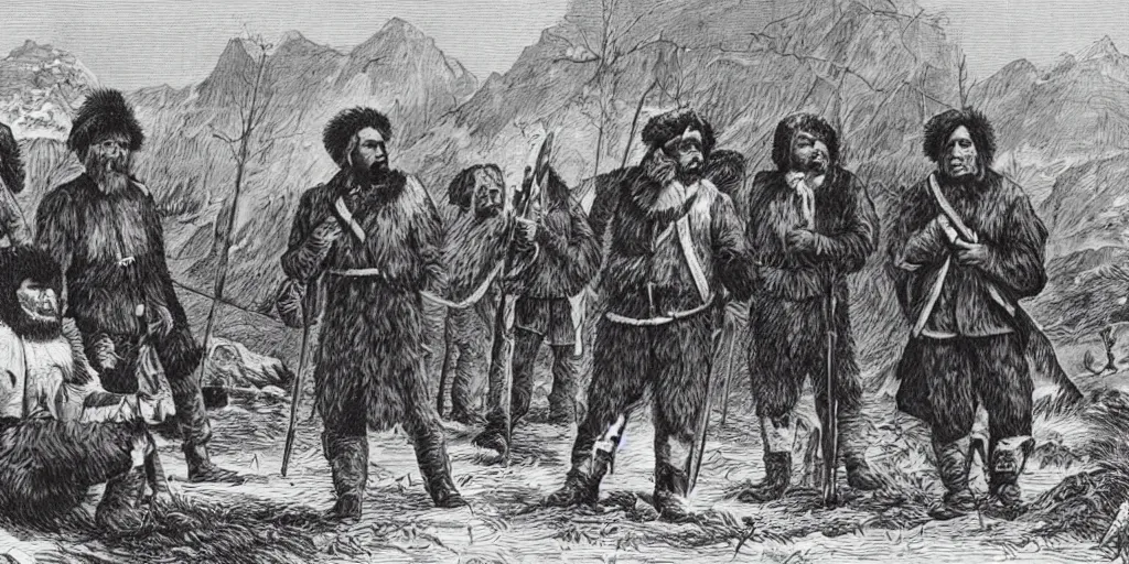 Prompt: french fur traders on the canadian frontier
