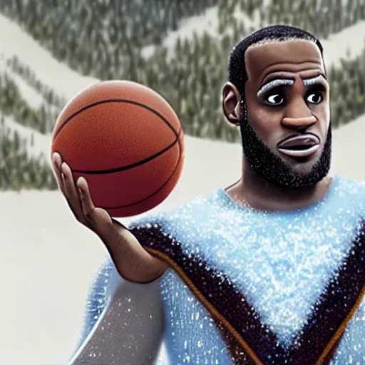 Image similar to film still of lebron james as a character in frozen