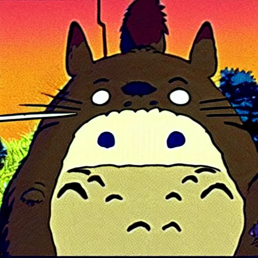 Image similar to my neighbor totoro styleframe if the movie was directed by james cameron