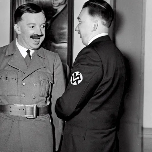 Image similar to jimmy fallon interviewing adolf hitler