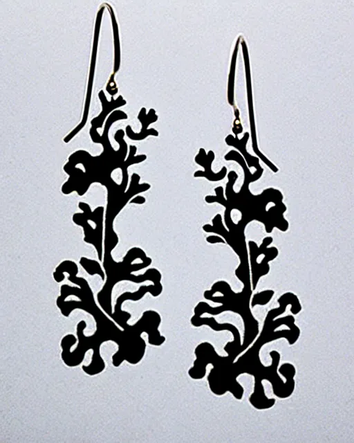 Image similar to aubrey beardsley, the climax, 2 d lasercut earrings,