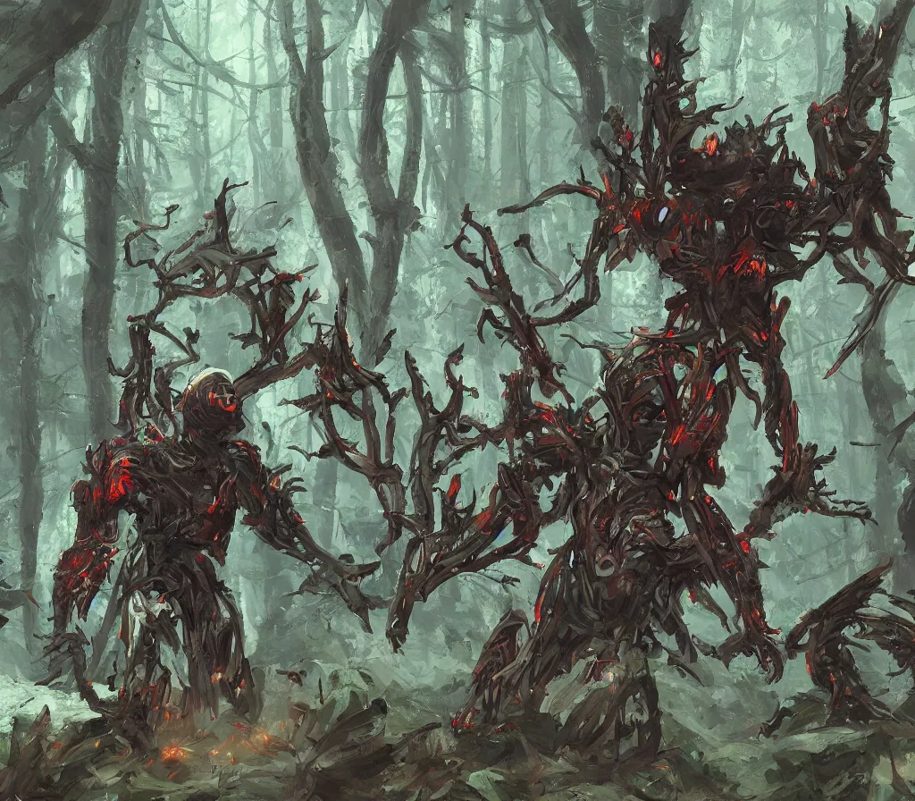 Image similar to astronaut walking in a forest made out of many demonic head and claws, by blizzard concept artists