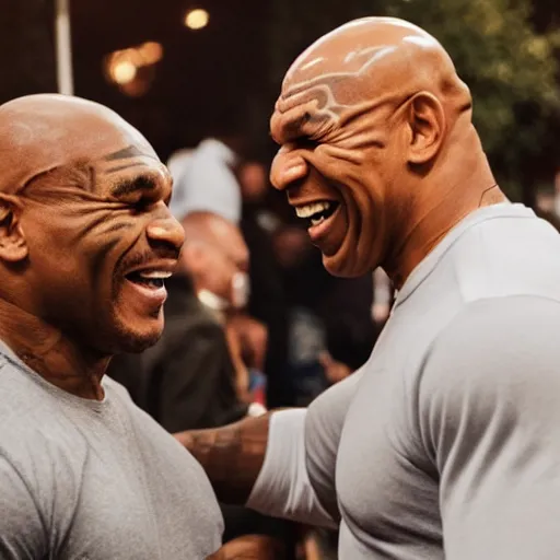 Image similar to mr clean and mike tyson laughing