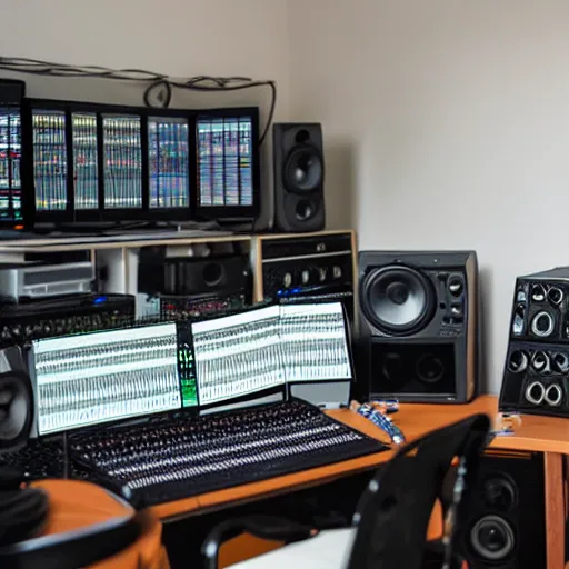 music studio full of electronic equipment | Stable Diffusion | OpenArt