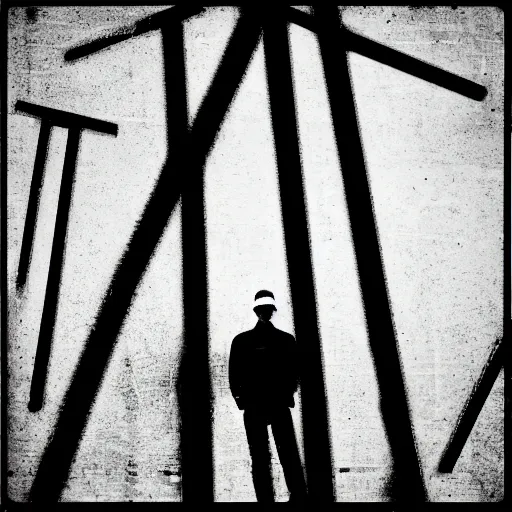 Prompt: “ a man standing in a field, abstract constructivism”