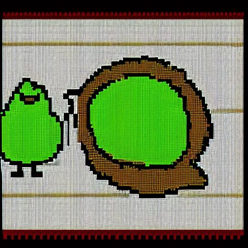 Prompt: kiwi bird eating kiwi fruit, pixel art