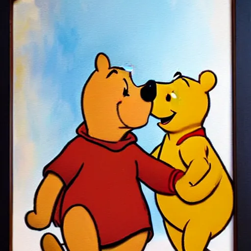 Image similar to gorecore painting of winnie the pooh