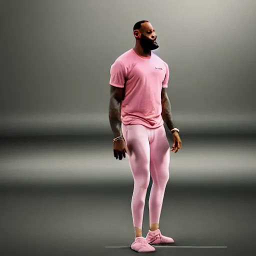 Image similar to paparazzi photo of Lebron James wearing ballet clothes, pink skirt, pink shirt, ponytail, ultra high definition, professional photography, dynamic shot, smiling, high angle view, portrait, Cinematic focus, Polaroid photo, vintage, neutral colors, soft lights, foggy, by Steve Hanks, by Serov Valentin, by lisa yuskavage, by Andrei Tarkovsky 8k render, detailed, oil on canvas
