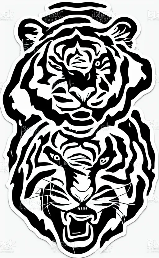 Prompt: A portrait of a corporate tiger, sticker, highly detailed, colorful, illustration, smooth and clean vector curves, no jagged lines, vector art, smooth