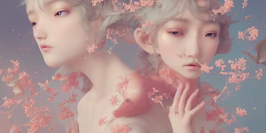 Image similar to breathtaking delicate detailed concept art illustration, by hsiao - ron cheng, bizarre compositions, exquisite detail, pastel colors, ornate background, 8 k