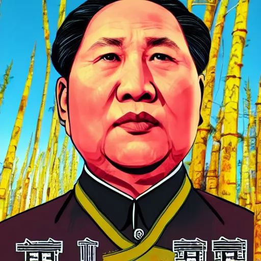 Image similar to mao zedong in gta v, cover art by stephen bliss, boxart, loadscreen