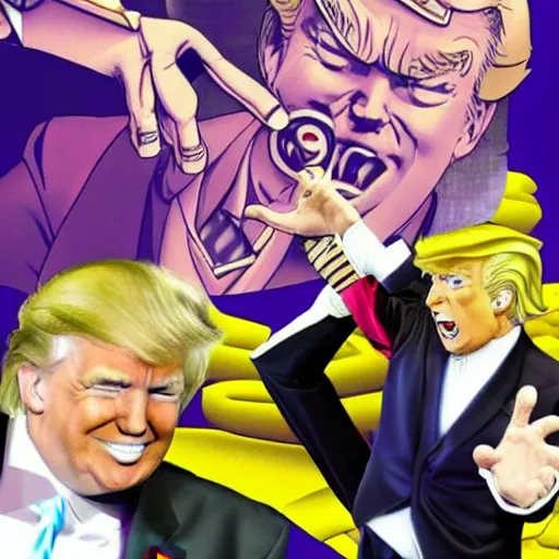 prompthunt: Donald trump as jotaro kujo in jojo's bizarre