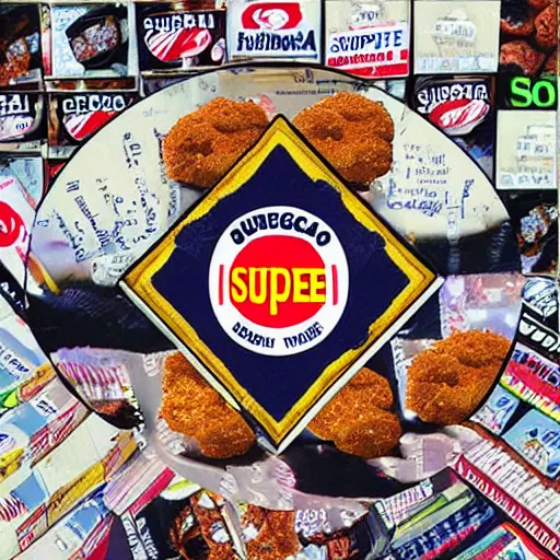 Image similar to bodega weed nuggs with supreme logo superimposed on top album art