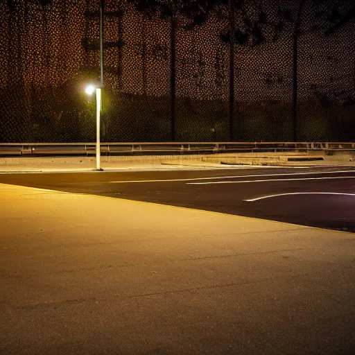 Prompt: empty parking lot with one street light, liminal space, 50mm Sigma lens, Sony A7siii