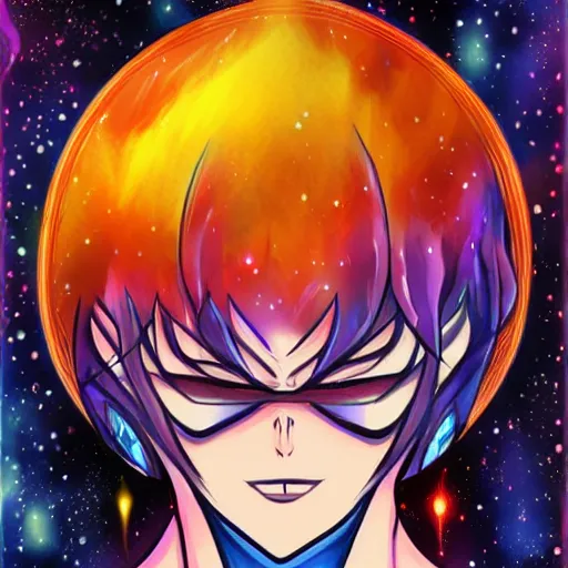 Prompt: galaxy sorcerer, anime concept character, manga illustration, Prisma color