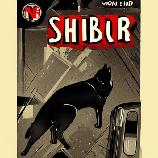 Image similar to noir comic book cover of shiba inu, artistic, high detail