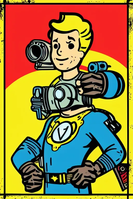 Image similar to fallout 7 6 retro futurist illustration art by butcher billy, sticker, colorful, illustration, highly detailed, simple, smooth and clean vector curves, no jagged lines, vector art, smooth andy warhol style