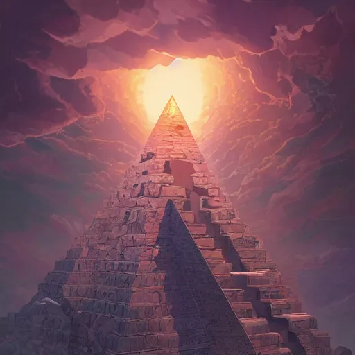 Image similar to path towards a pyramid with black snake in the sky ,by artgerm and Craig Mullins, James Jean, Andrey Ryabovichev, Mark Simonetti and Peter Morbacher 16k