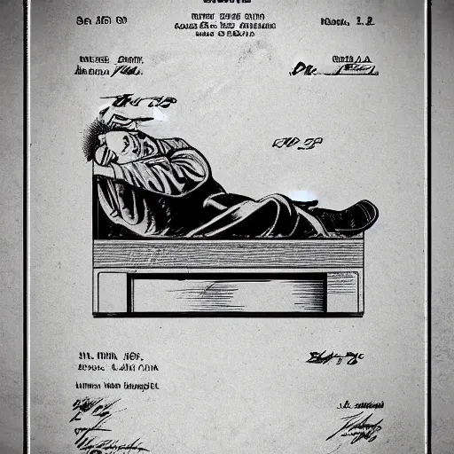 Image similar to sleeping man as a patent drawing. technical drawing. mathematical.