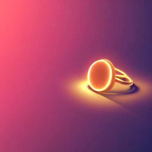 Prompt: a powerful magic golden ring, black background, magical glow, octane render,