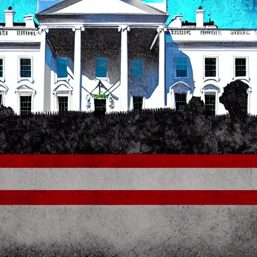 Prompt: the fbi surrounding the white house. digital art.