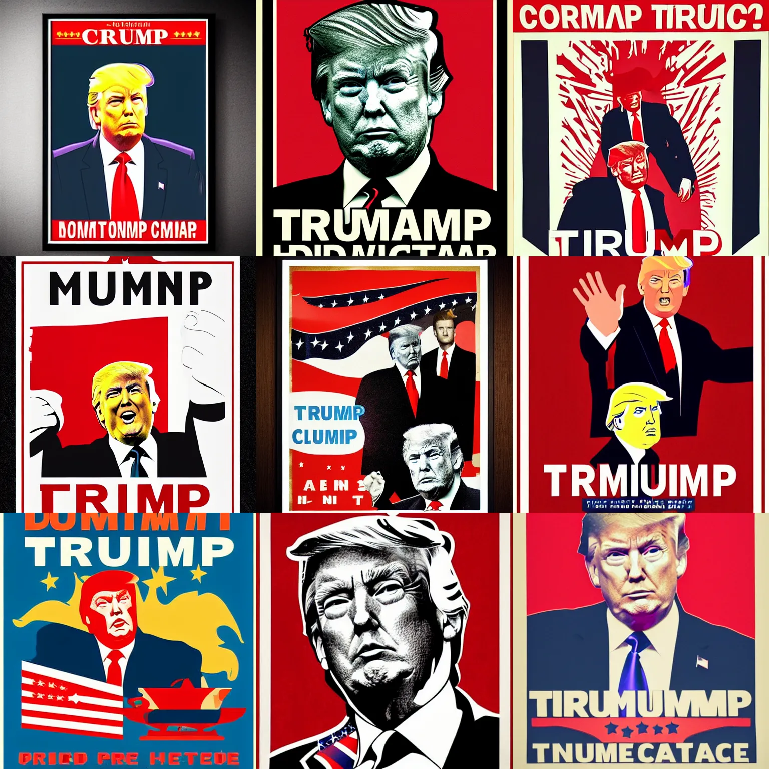 Prompt: Donald Trump communist propaganda poster