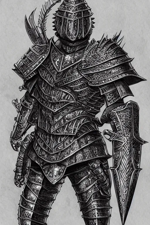 Image similar to armoured warrior, symmetrical, highly detailed, digital art, rose thorn themed armour, sharp focus, trending on art station, kentaro miura manga art style