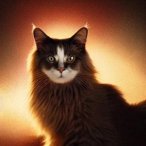 Image similar to majestic gracious ragdoll cat portrait, mysterious atmospheric lighting, elysian fields, painted, intricate, volumetric lighting, beautiful, rich deep colours masterpiece, golden hour, golden ratio, sharp focus, ultra detailed, by leesha hannigan, ross tran, thierry doizon, kai carpenter, ignacio fernandez rios