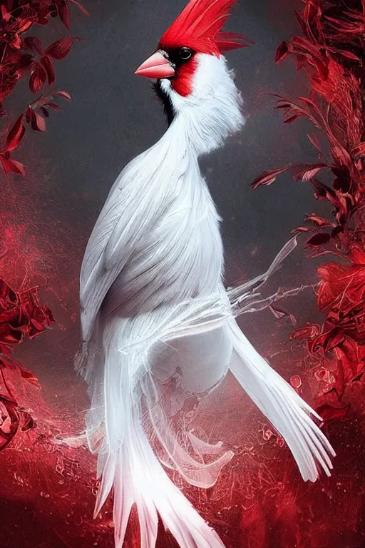 Image similar to Ethereal Cardinal bird, intricate detail, ornate, conceptual art, soft light, dynamic, art by artgerm