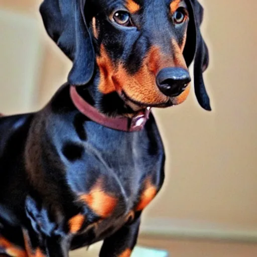 Prompt: black and brown dachshund in the style of an anime