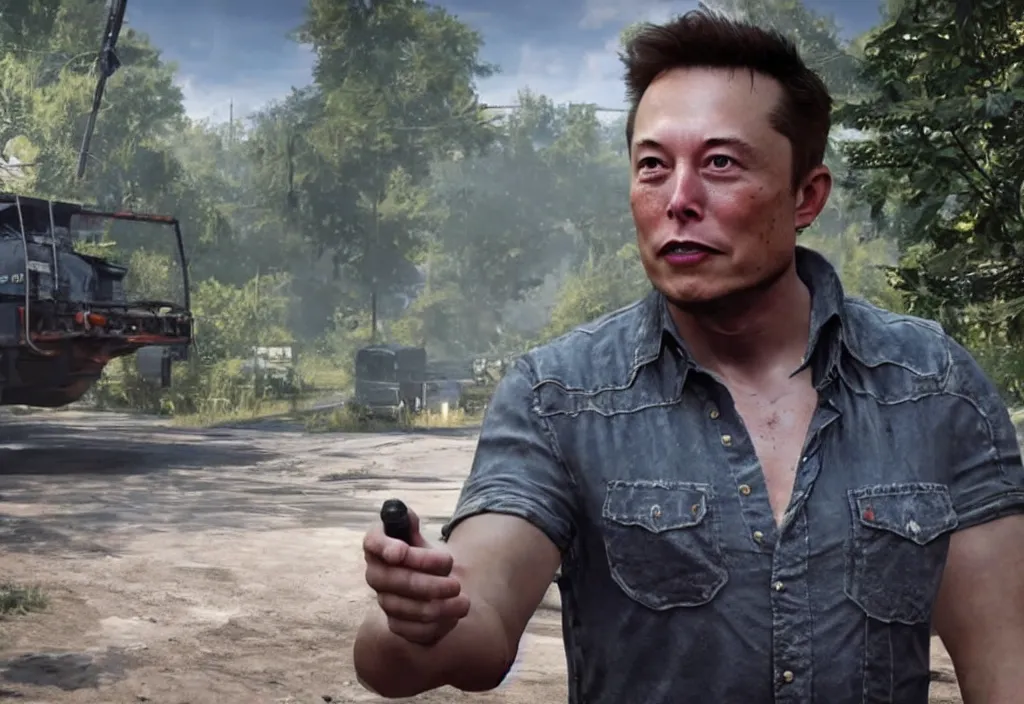 Image similar to a screenshot of elon musk in the video game in the last of us. close up, 3 d rendering. unreal engine. amazing likeness. very detailed.