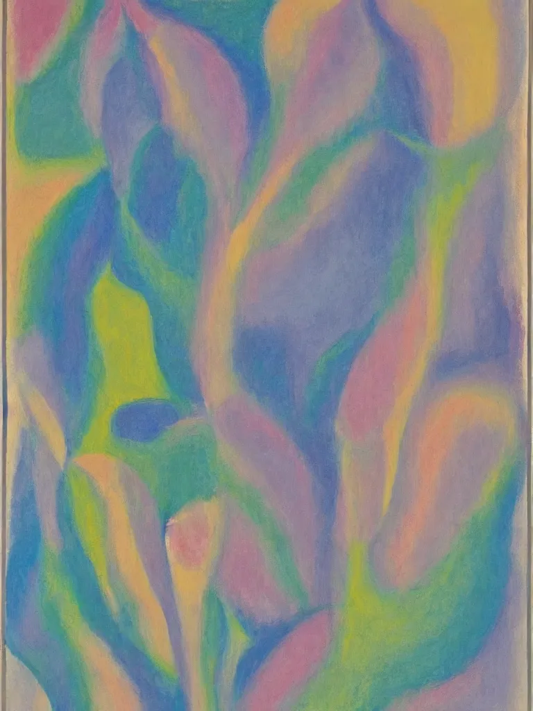 Prompt: an abstract painting by georgia o'keeffe, pastel color scheme,