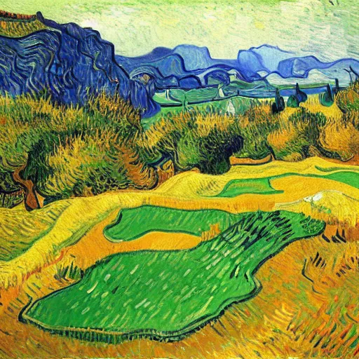Image similar to Mountainside Golf Course in Autumn, Portrait by Vincent van Gogh