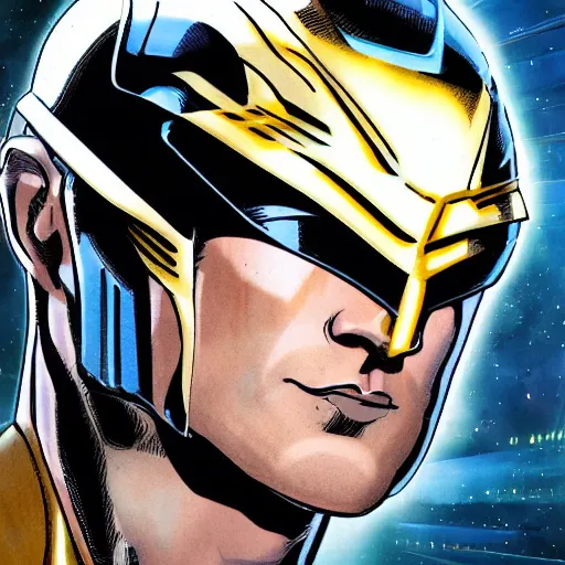 Prompt: character sketch of Nova Prime Richard Rider, by John Byrne, color grading and detail showcase