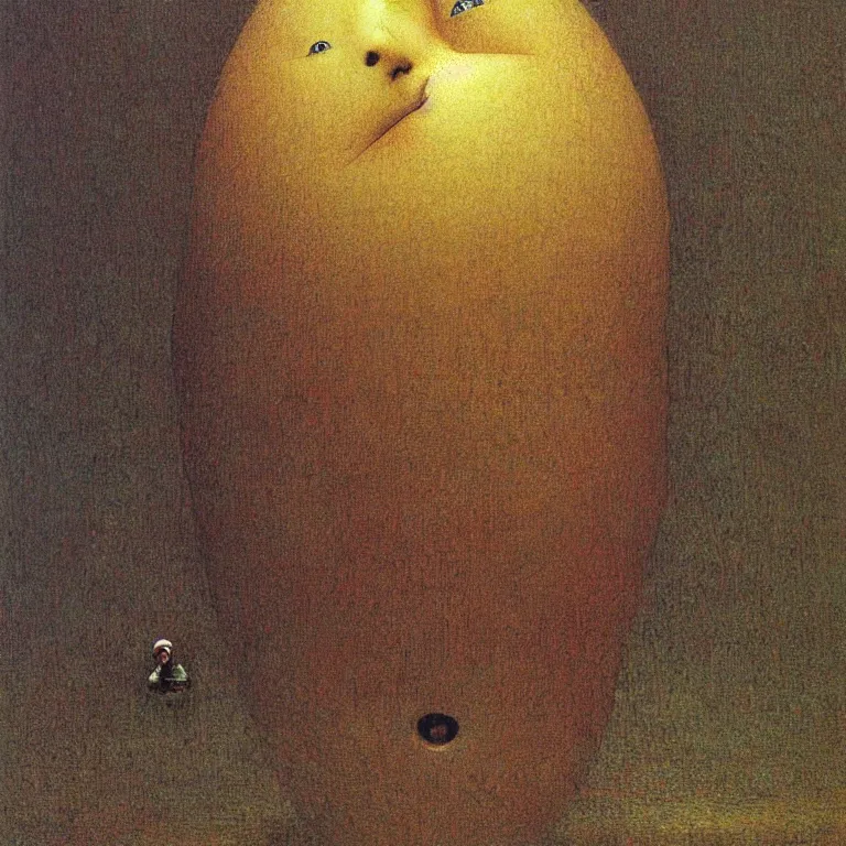 Prompt: humpy dumpty, detailed, by beksinski, jean jean delville