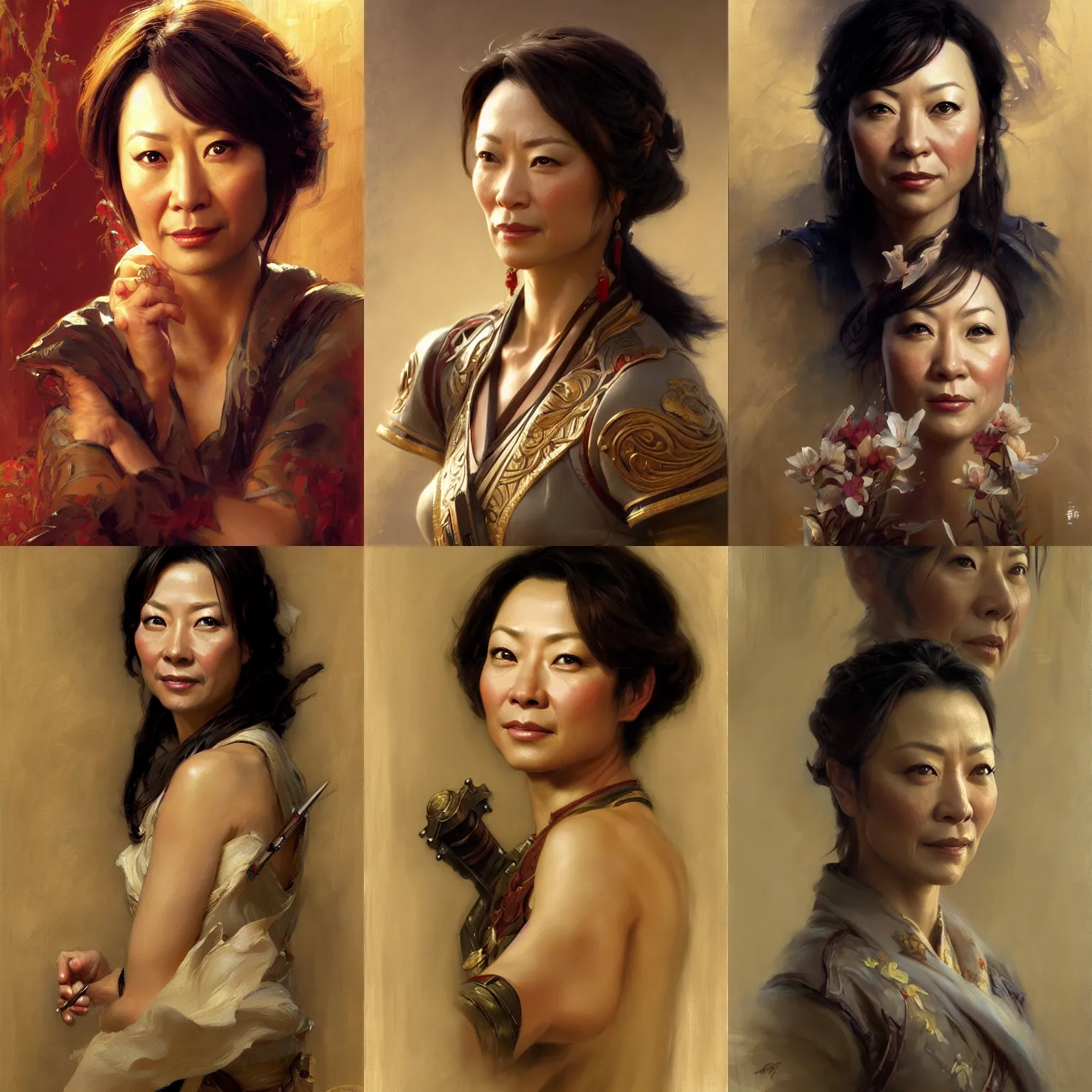 Prompt: portrait of ming - na wen, highly detailed painting by gaston bussiere, craig mullins, j. c. leyendecker 8 k
