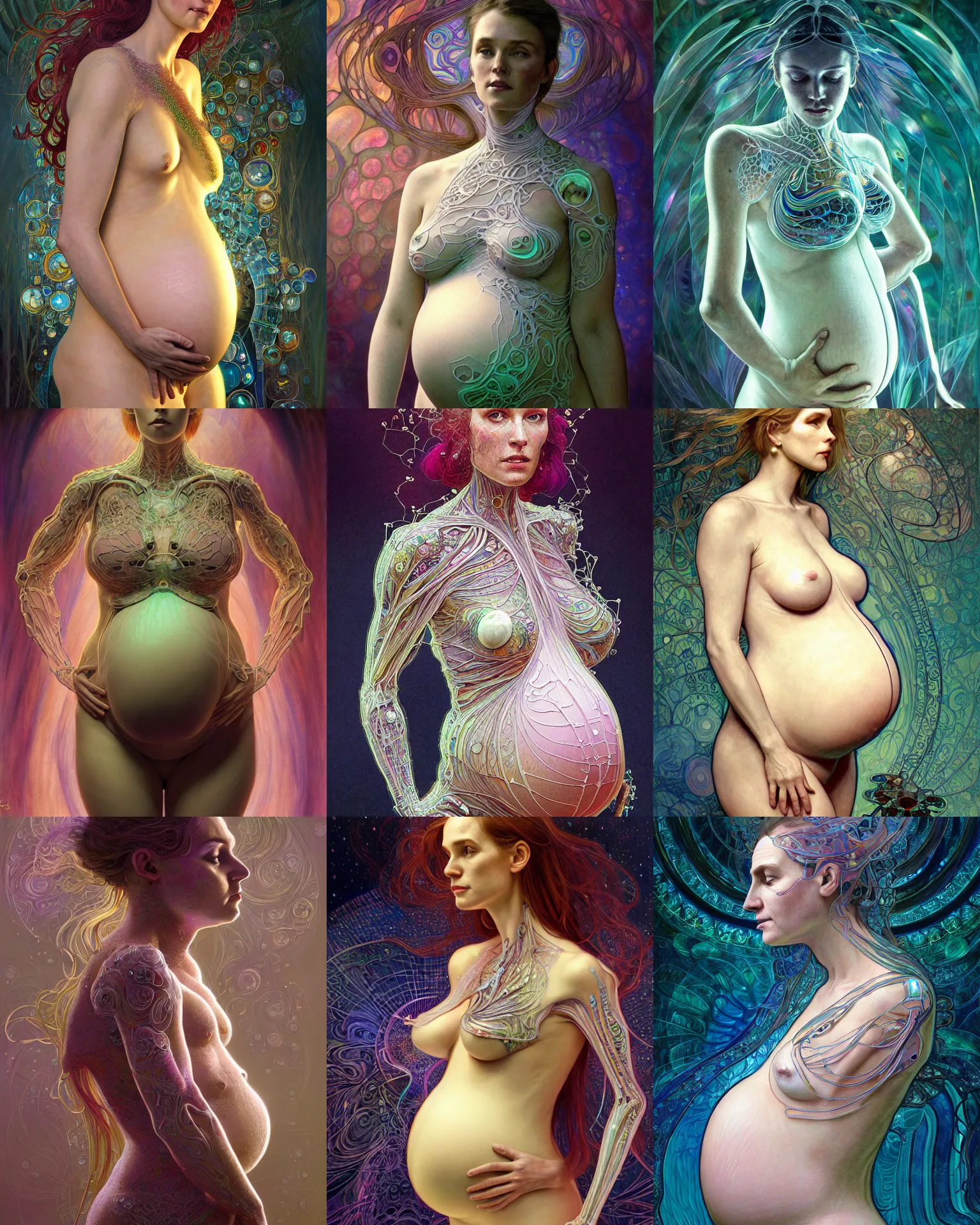 Prompt: psychedelic organic pregnant cyborg made of clear glass, diffuse lighting, fantasy, intricate, elegant, highly detailed, lifelike, photorealistic, digital painting, artstation, illustration, concept art, smooth, sharp focus, art by John Collier and Albert Aublet and Krenz Cushart and Artem Demura and Alphonse Mucha Does this pregnant woman have rash? A pregnant woman looks a little rash. A pregnant woman is so very brave A pregnant woman is not a bad mother. Nausea of the pregnant woman Woman with baby on her belly Maternity is beautiful and healthy It's good to see a pregnant woman with a good complexion. I wonder if the woman in the picture is pregnant. Not everyone is ready to become pregnant. Woman is pregnant. The pregnant woman is in good health A woman's body must be protected from any harm in the belly. A fat and healthy mother is not a bad thing. A woman without a baby is like a child without a mother.