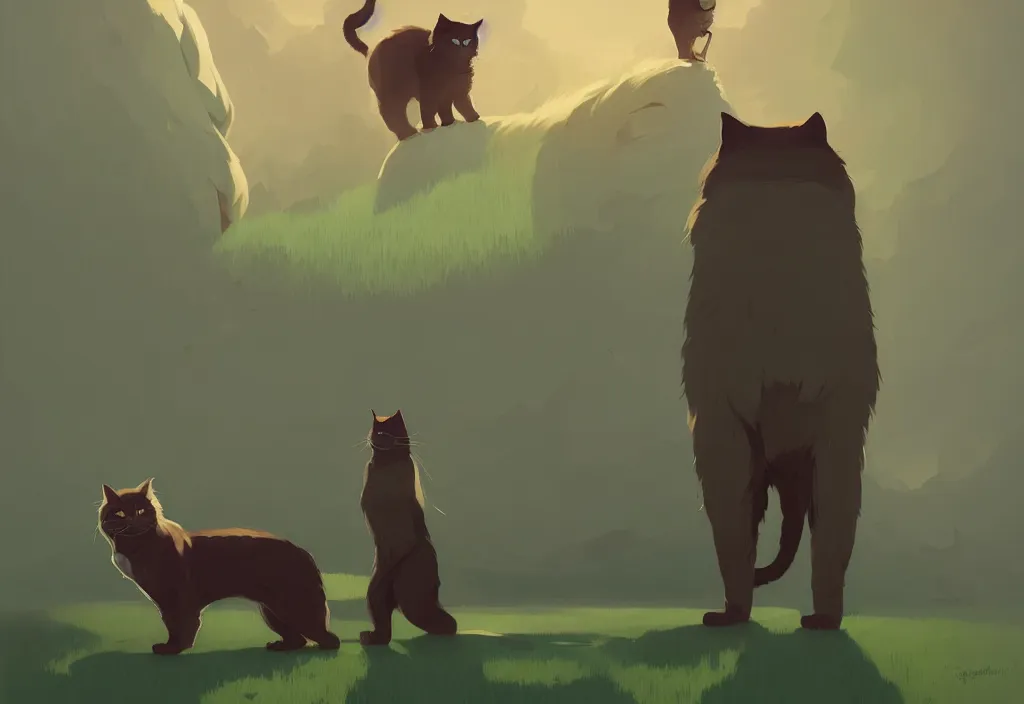 Image similar to portrait of joe biden and giant cat standing together, fantasy, by atey ghailan, by greg rutkowski, by greg tocchini, by james gilleard, by joe gb fenton, dynamic lighting, gradient light green, brown, blonde cream, salad and white colors in scheme, grunge aesthetic