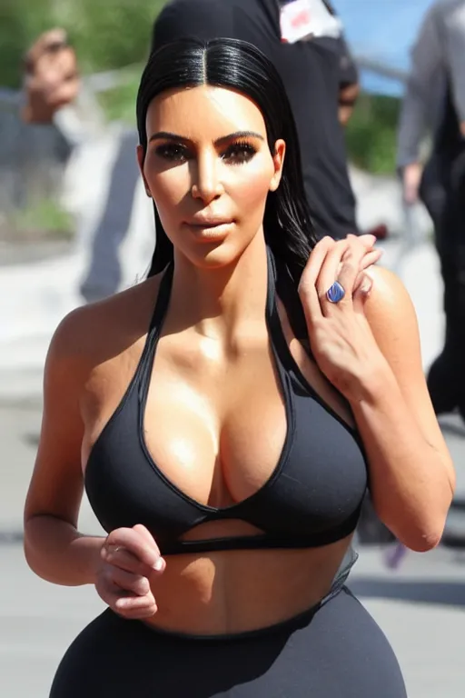 Image similar to Kim Kardashian running marathon hot