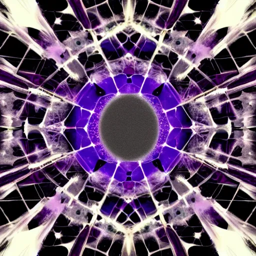 Prompt: a dark matter wind and dust pieces of purple sky with a white sun falls to the ground and breaks into fragments, metallic light, futurism, schizophrenia, hyperrealistic fall, limbo, the matrix broke into asymmetric kaleidoscope fragments