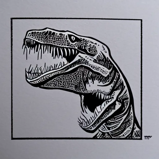 Image similar to linocut of a t - rex