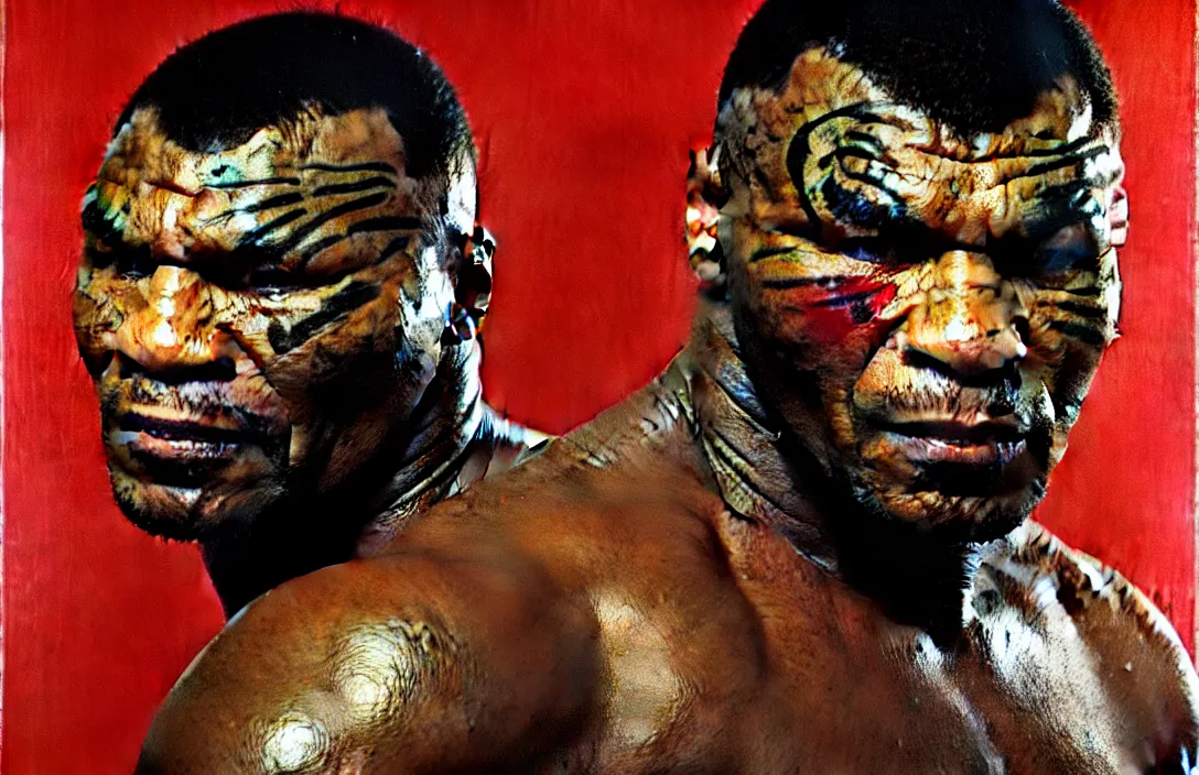 Image similar to portrait of 1 9 8 0's mike tyson!!!!!!!!!!!!!!!!!!!!!!!!!!!, detailed face, detailed painting,, epic lighting, by ilya repin, phil hale and kent williams