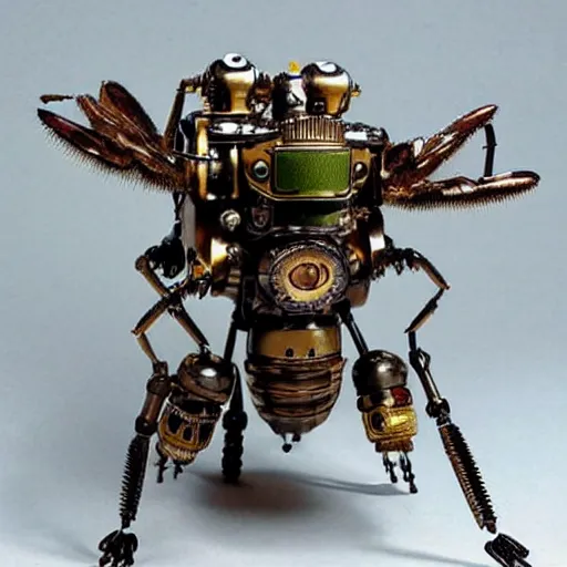 Prompt: steampunk robots that are also insects