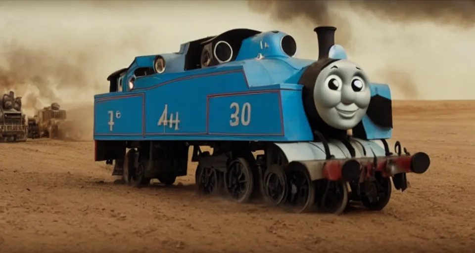 Image similar to still frame of Thomas the Tank Engine in MAD MAX: FURY ROAD (2015)