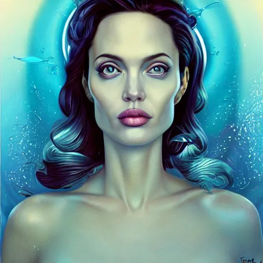 Image similar to underwater lofi portait of angelina jolie, Pixar style, by Tristan Eaton Stanley Artgerm and Tom Bagshaw.