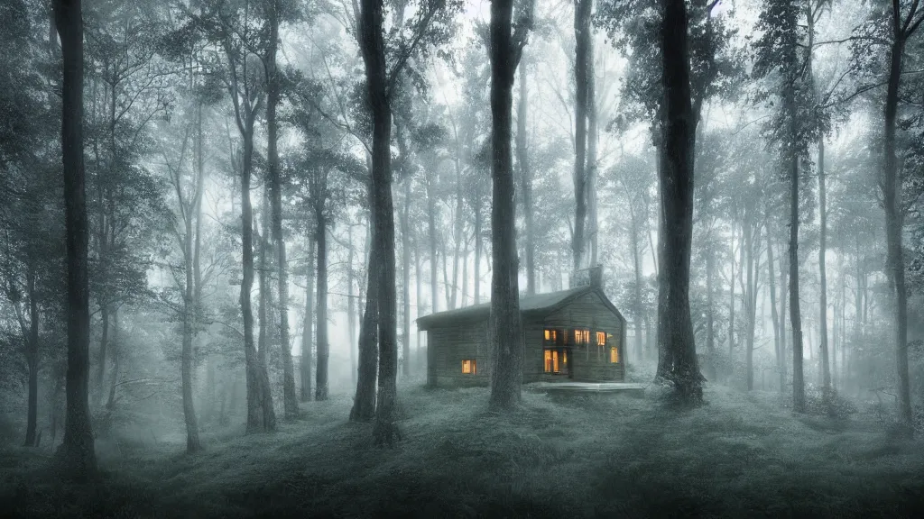 Image similar to [ a cottage in the woods. ] artgerm, mikko lagerstedt, zack snyder, tokujin yoshioka