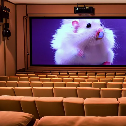 Image similar to photo of the cinema screen, a movie about hamsters, unedited, sharp focus, 8 k