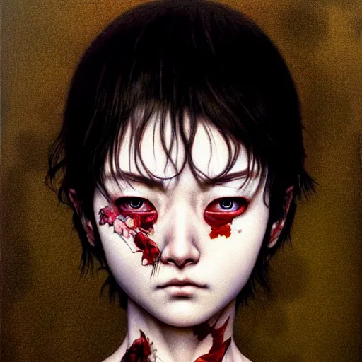Prompt: prompt : 3 d render hyper real photo dramatic light portrait painted in miyazaki color style drawn by katsuhiro otomo and takato yamamoto, inspired by fables, china doll face, smooth face feature, intricate oil painting, high detail, sharp high detail, manga and anime 2 0 0 0