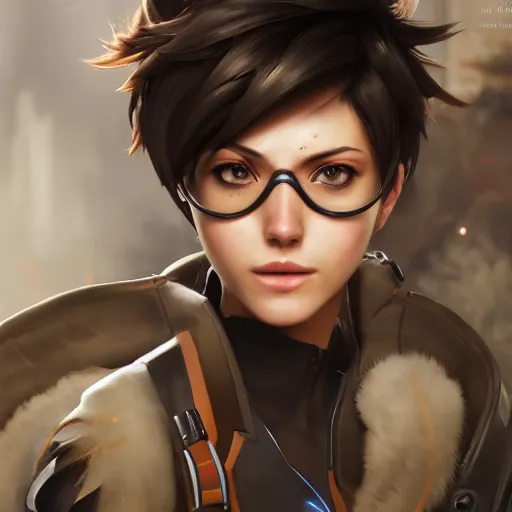 Prompt: a highly detailed portait of tracer from overwatch as nier automata cain, digital art, pretty face, muscular, very beautiful face, very detailed eyes, 8 k resolution, digital painting, by james gurney wlop, greg rutkowski, full body